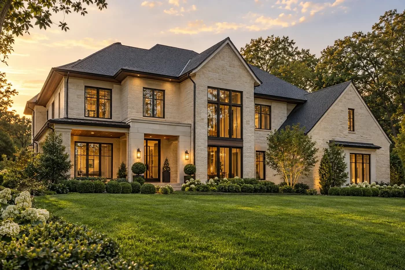 Illustrative luxury Charlotte-area custom home planned with coordinated wired and wireless network infrastructure