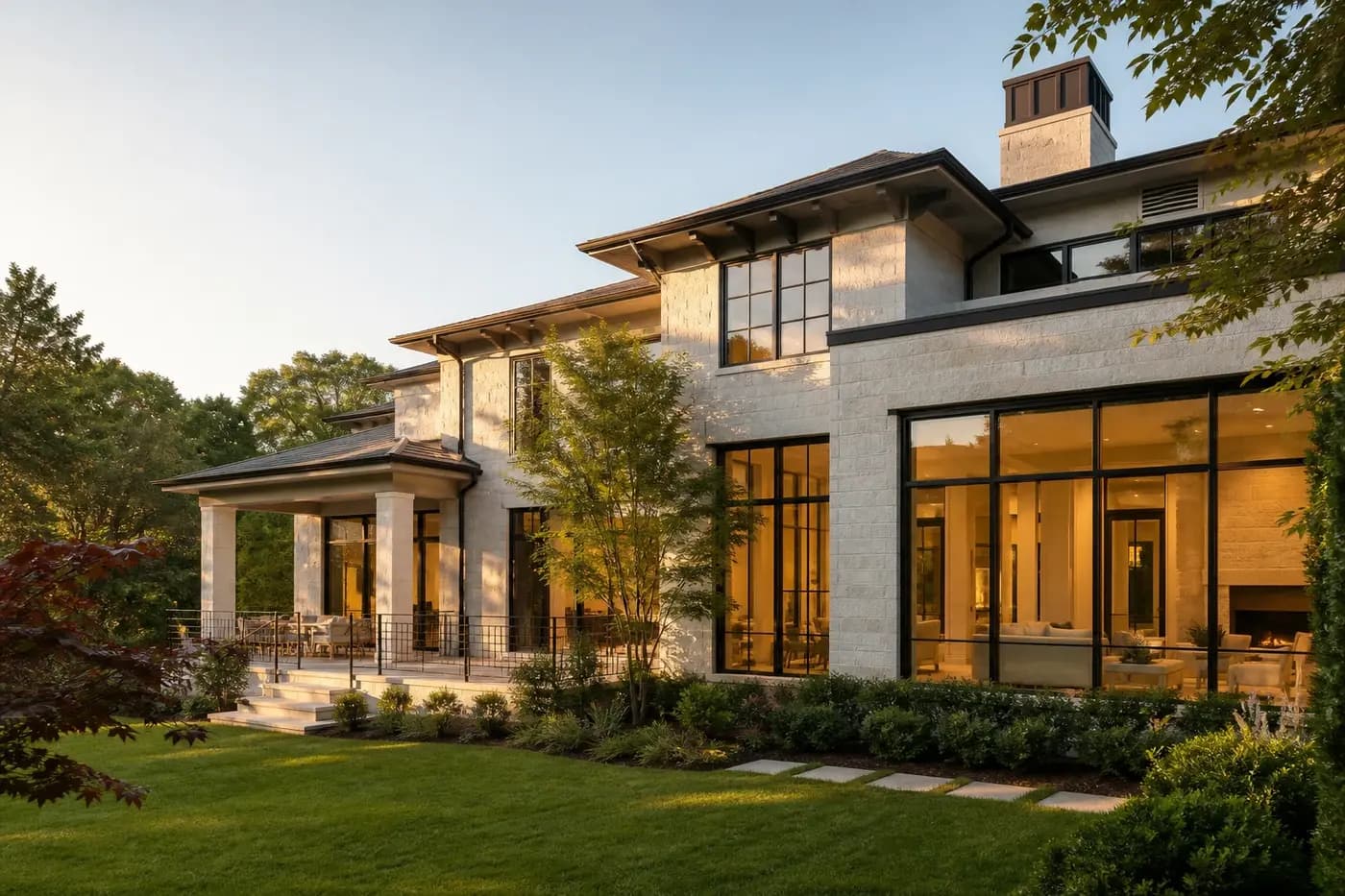 New Charlotte luxury custom home designed with distinct living areas and solar exposures in mind