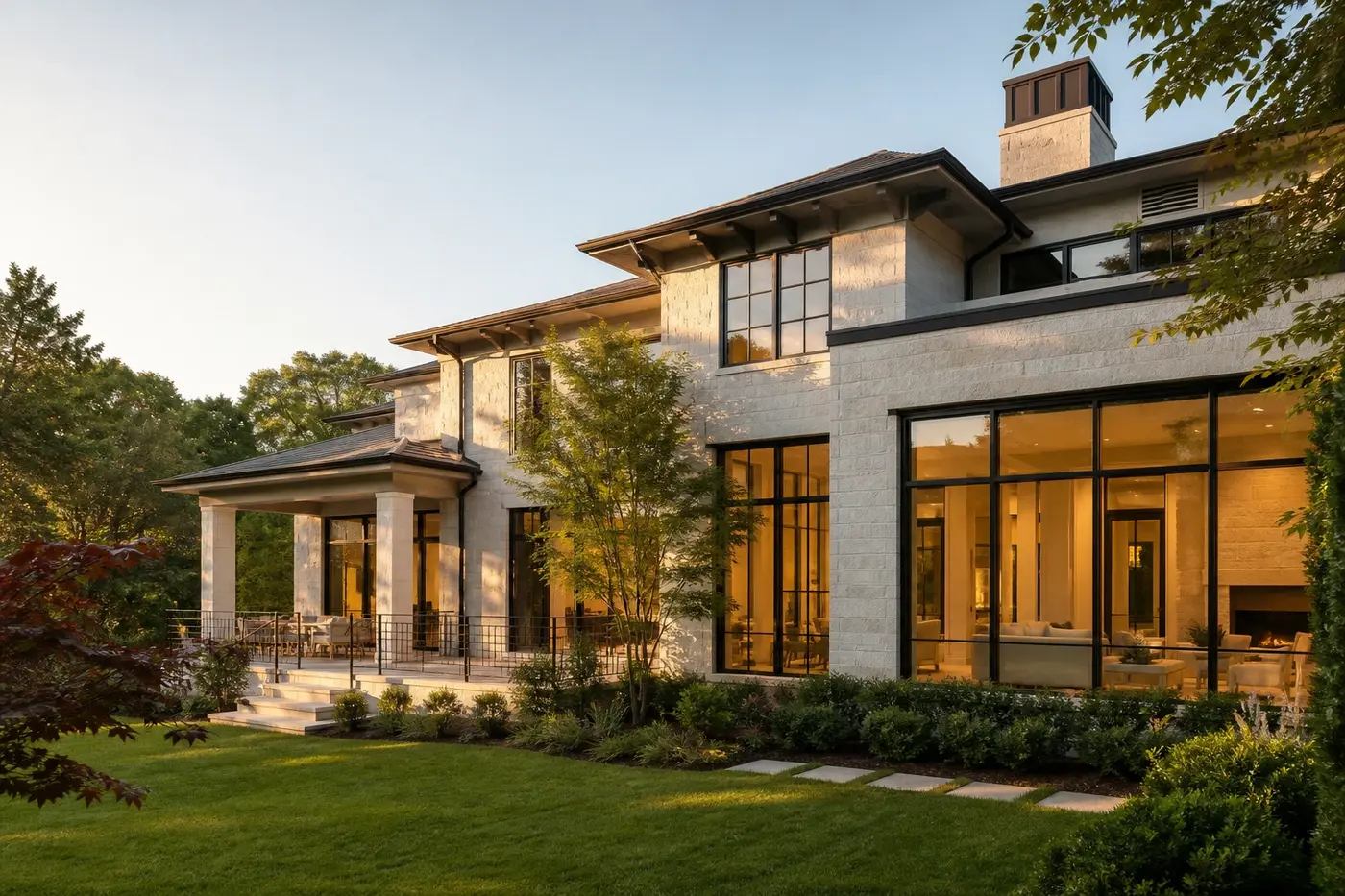 New Charlotte luxury custom home designed with distinct living areas and solar exposures in mind