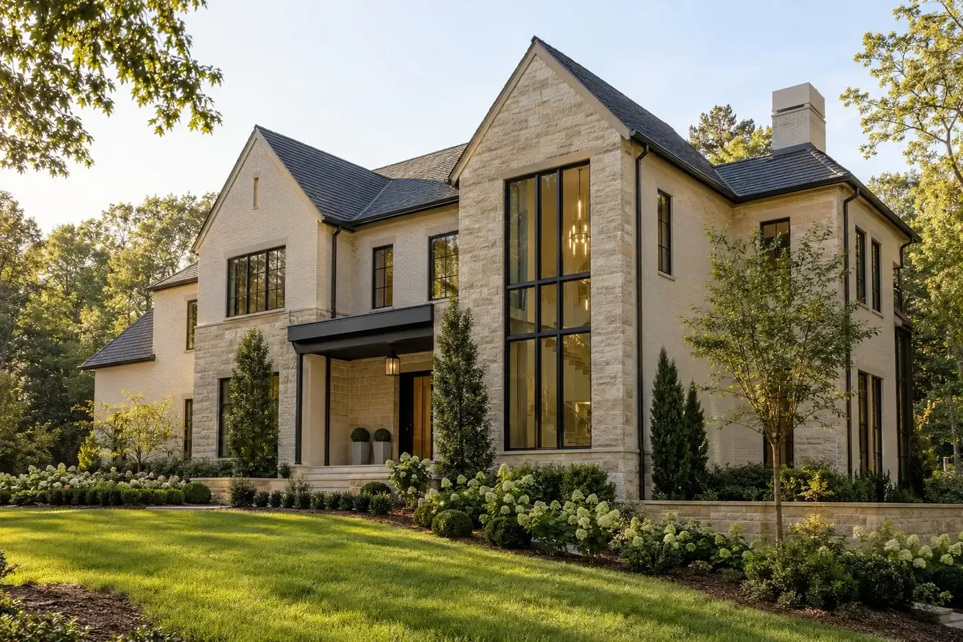 Illustrative two-story luxury Charlotte-area custom home planned with a coordinated vertical circulation core