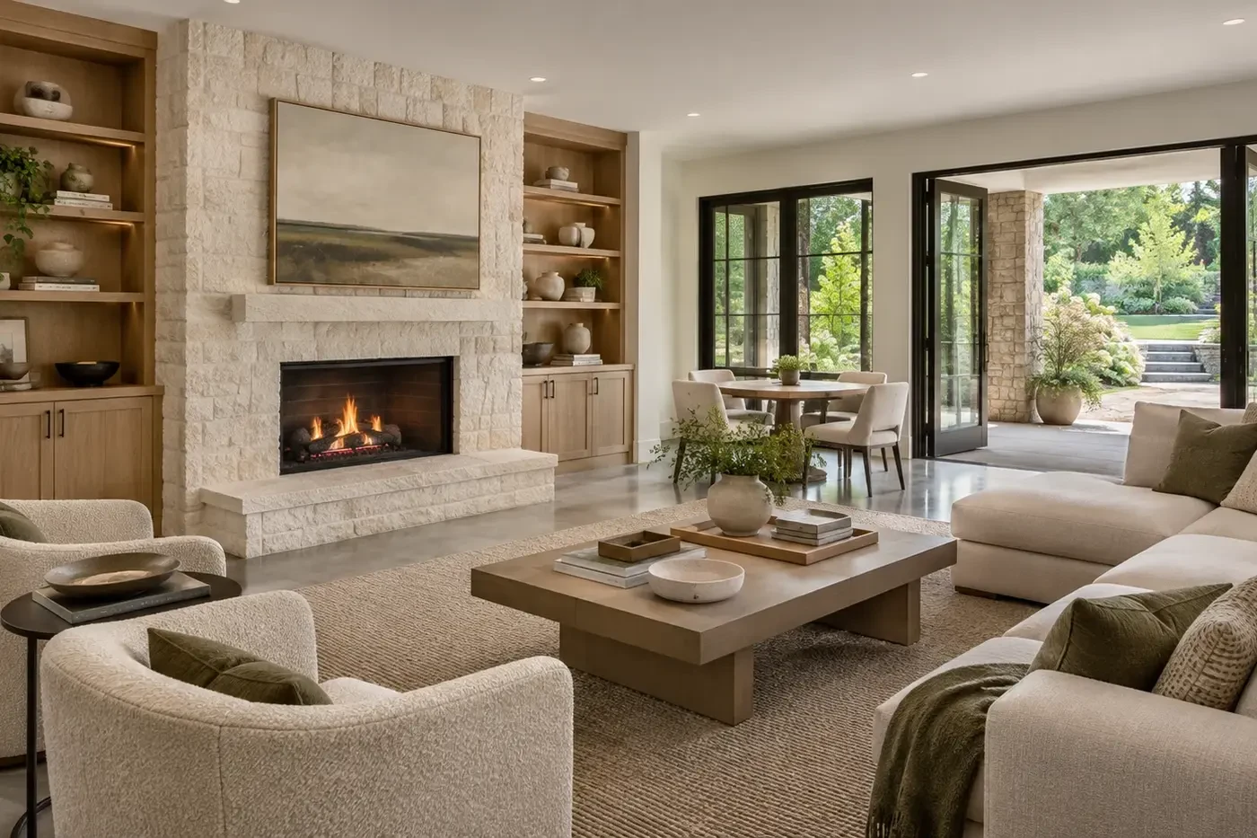 Illustrative finished daylight lower level in a Charlotte-area luxury custom home